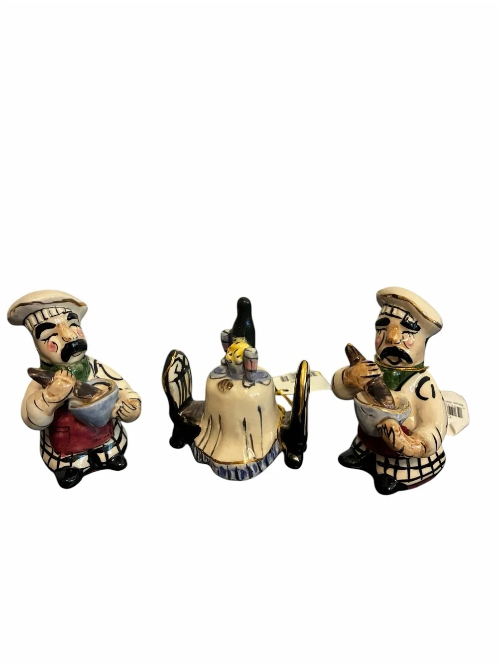 Blue Sky Ceramic Italian Chef Christmas Ornament Set of 3 Bistro Table Kitchen